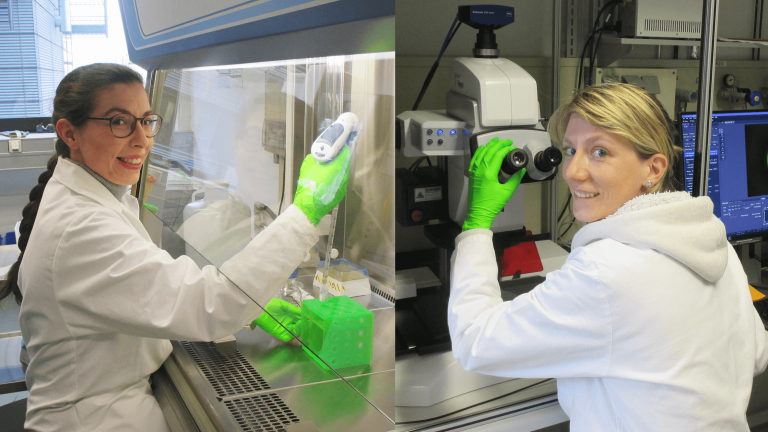 Bild v.l.n.r.: Dr. Laura Zorzetto, Dr. Cécile Bidan aus der Abteilung Biomaterialien am Max-Planck-Institut für Kolloid- und Grenzflächenforschung im Labor Bild v.l.n.r.: Dr. Laura Zorzetto, Dr. Cécile Bidan aus der Abteilung Biomaterialien am Max-Planck-Institut für Kolloid- und Grenzflächenforschung im Labor