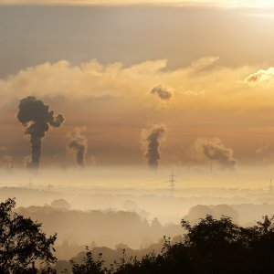 Industrie Sonnenaufgang Nebel